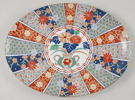 Imari Fan 16" Oval Serving Platter