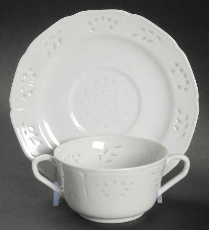 Snow Princess Flat Cream Soup Bowl & Saucer Set