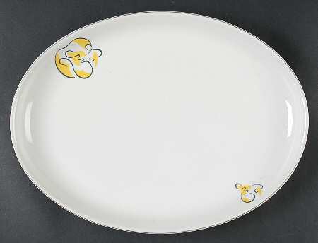 Abstract Gray 15" Oval Serving Platter