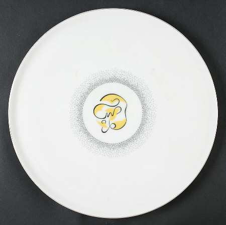 Abstract Gray Round Torte Plate