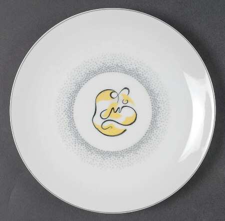 Abstract Gray Luncheon Plate