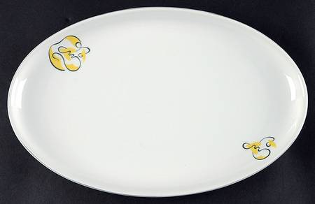 Abstract Gray 13" Oval Serving Platter