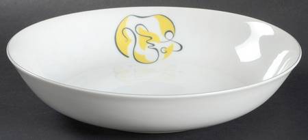 Abstract Gray 9" Round Vegetable Bowl