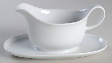 Arzberg White (Shape 1382) Gravy Boat with Attached Underplate by Arzberg
