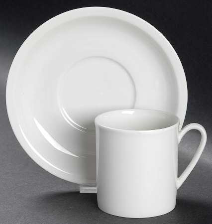 Grand Prix White Flat Demitasse Cup & Saucer Set