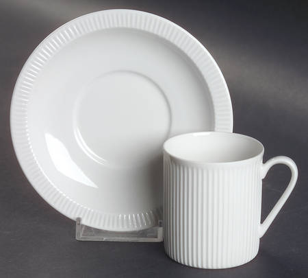 Athena White Flat Demitasse Cup & Saucer Set