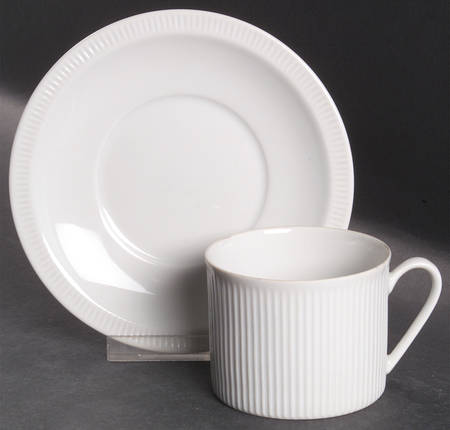 Athena White Flat Cup & Saucer Set