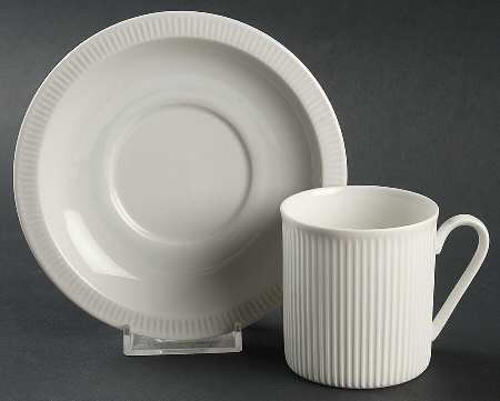 Athena White Flat Cup & Saucer Set