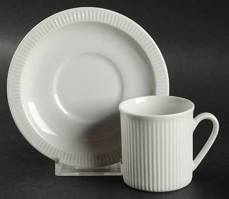 Athena White Flat Demitasse Cup & Saucer Set