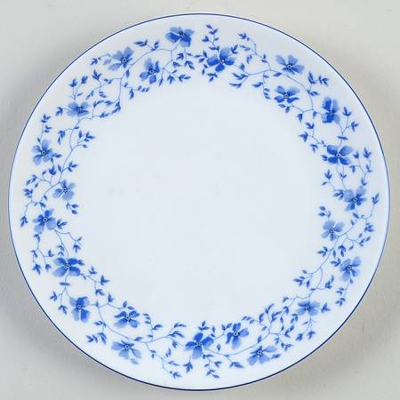 Blue Flowers (Blue Trim, Rim) Coupe Bread & Butter Plate