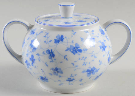 Blue Flowers (Blue Trim, Rim) Sugar Bowl & Lid