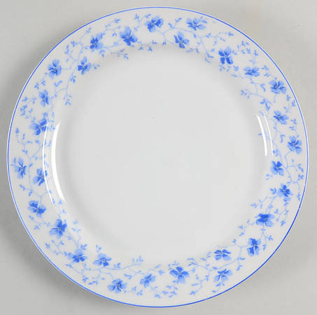 Blue Flowers (Blue Trim, Rim) Dessert/Pie Plate