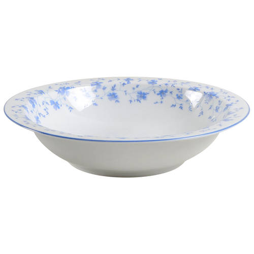 Blue Flowers (Blue Trim, Rim) 9" Round Vegetable Bowl