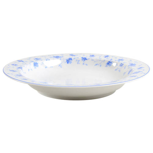 Blue Flowers (Blue Trim, Rim) Large Rim Soup Bowl