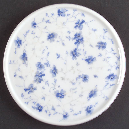 Blue Flowers (Blue Trim, Rim) Tea Tile