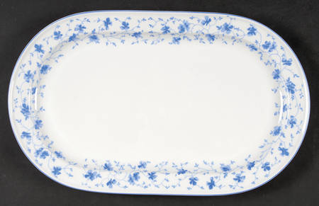 Blue Flowers (Blue Trim, Rim) 14" Oval Serving Platter