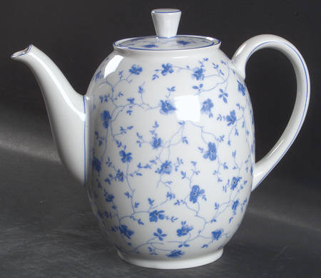 Blue Flowers (Blue Trim, Rim) Coffee Pot & Lid