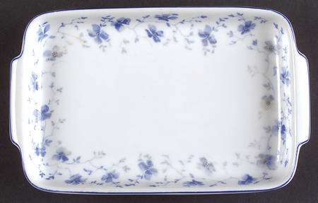 Blue Flowers (Blue Trim, Rim) Butter Tray