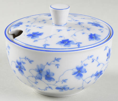 Blue Flowers (Blue Trim, Rim) Jam/Jelly & Lid