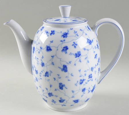 Blue Flowers (Blue Trim, Rim) Small Coffee Pot & Lid