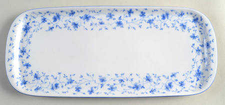Blue Flowers (Blue Trim, Rim) Large Sandwich Tray