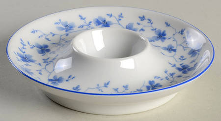 Blue Flowers (Blue Trim, Rim) Egg Holder