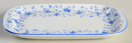 Blue Flowers (Blue Trim, Rim) Butter Tray