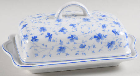 Blue Flowers (Blue Trim, Rim) 1/4 Lb Covered Butter