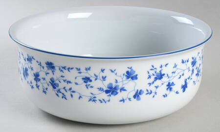 Blue Flowers (Blue Trim, Rim) 8" Salad Serving Bowl