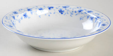 Blue Flowers (Blue Trim, Rim) 7" Round Vegetable Bowl