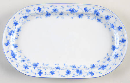 Blue Flowers (Blue Trim, Rim) 11" Oval Serving Platter