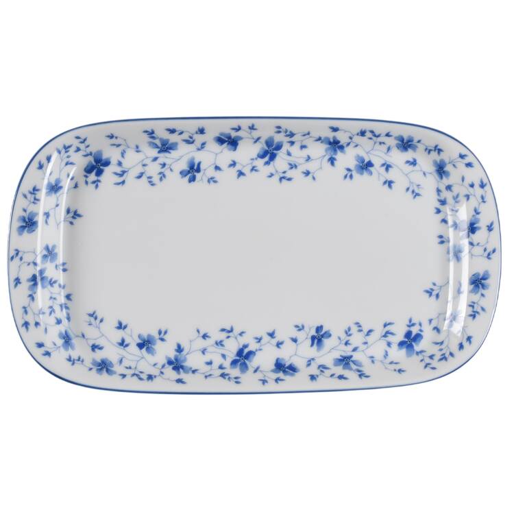 Blue Flowers (Blue Trim, Rim) Tray for Creamer & Sugar with Lid