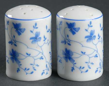 Blue Flowers (Blue Trim, Rim) Salt & Pepper Set