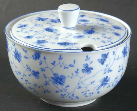 Blue Flowers (Blue Trim, Rim) Jam/Jelly & Lid