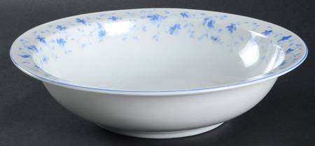 Blue Flowers (Blue Trim, Rim) 10" Round Vegetable Bowl