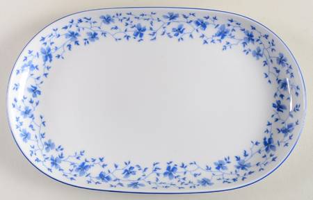 Blue Flowers (Blue Trim, Rim) Pickle Dish