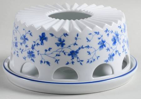 Blue Flowers (Blue Trim, Rim) 2 Piece Warmer Stand