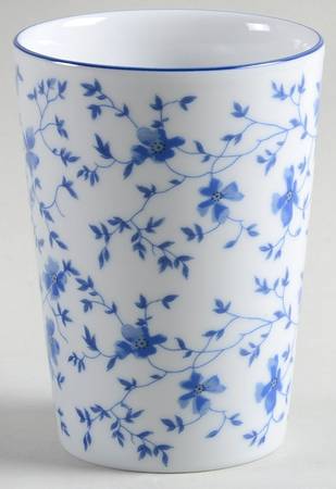 Blue Flowers (Blue Trim, Rim) Tall China Tumbler