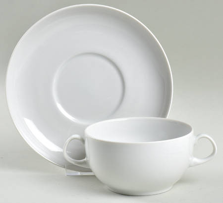 Brasilia White Flat Cream Soup Bowl & Saucer Set
