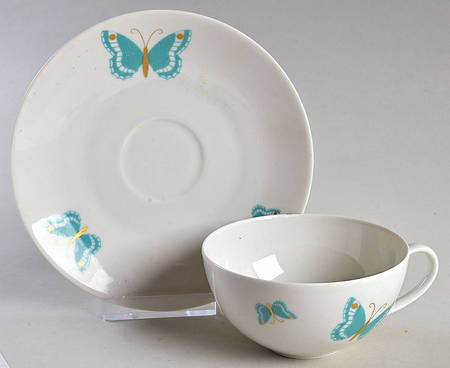 Butterfly Aqua Flat Cup & Saucer Set
