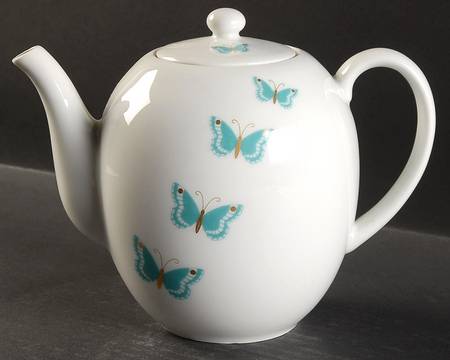 Butterfly Aqua Coffee Pot & Lid