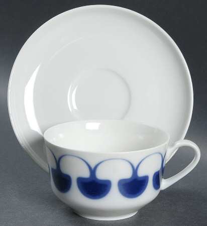 Colon Blue Flat Cup & Saucer Set