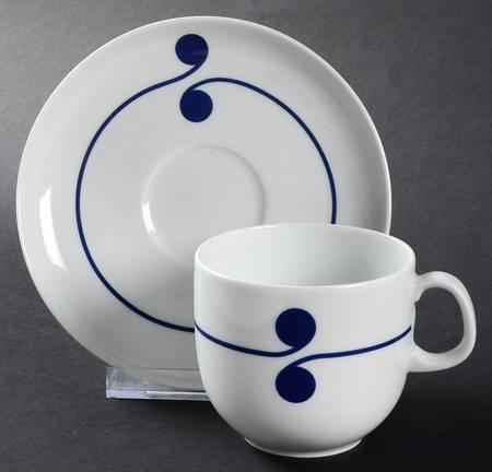 Colon Blue Flat Cup & Saucer Set