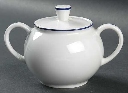 Contrast (Blue Trim) Sugar Bowl & Lid