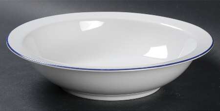 Contrast (Blue Trim) 9" Round Vegetable Bowl