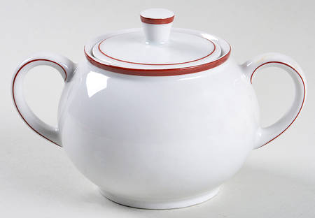 Contrast (Red Trim) Sugar Bowl & Lid