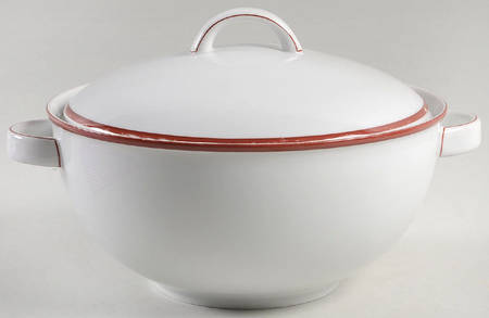 Contrast (Red Trim) Round Covered Vegetable