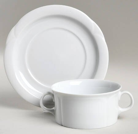Corso White Flat Cream Soup Bowl & Saucer Set