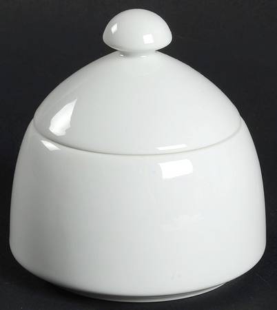 Europe White Sugar Bowl & Lid