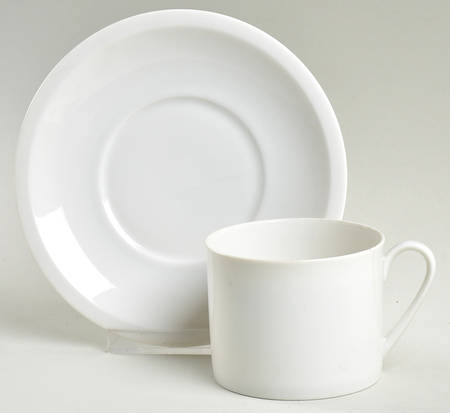 Grand Prix White Flat Cup & Saucer Set